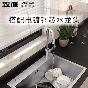 直销厨房304不锈钢水槽大单槽套餐加厚洗菜盆家用洗碗池水池 新款