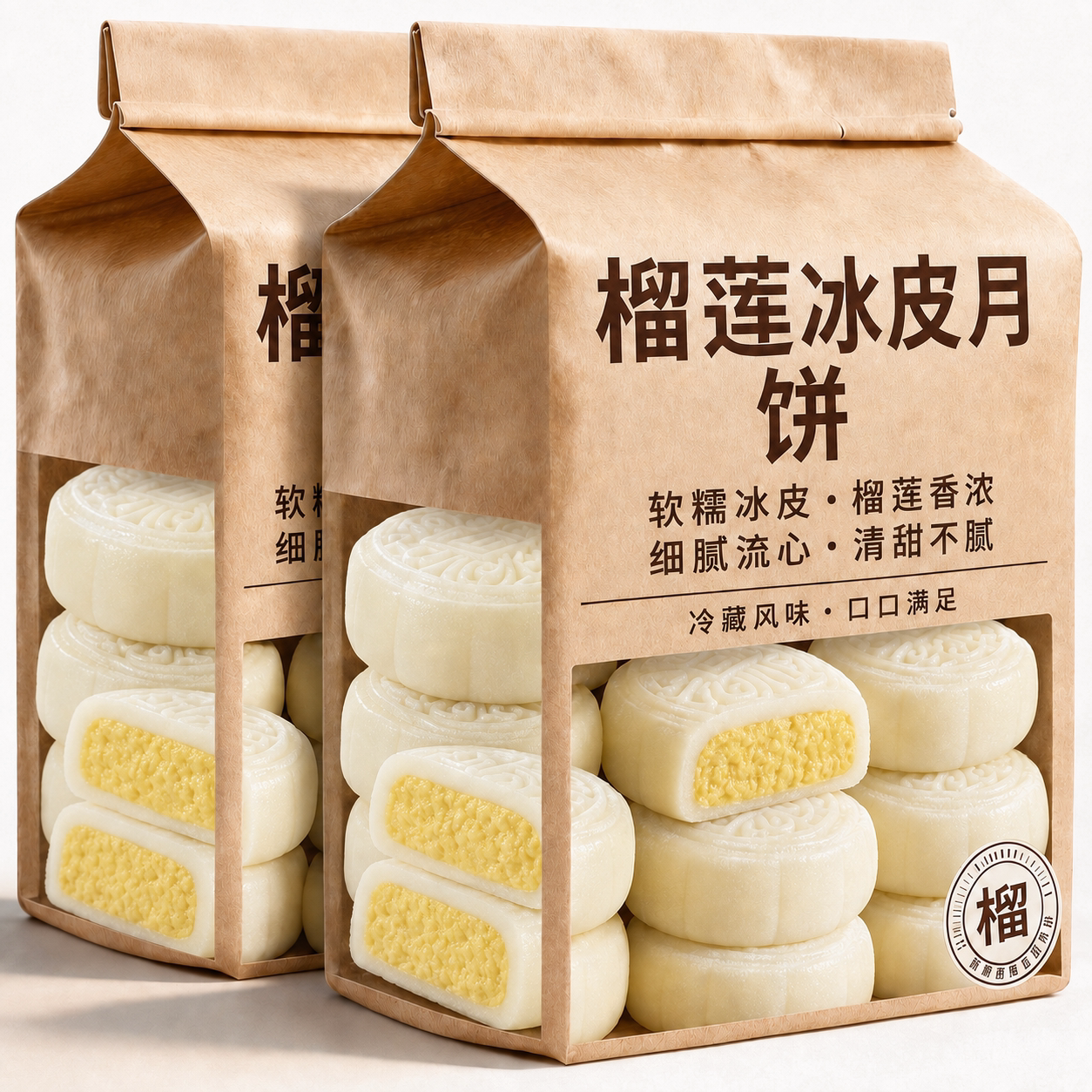 正宗猫山王！榴莲冰皮月饼广式流心月饼中秋节送礼糕点官方旗舰店