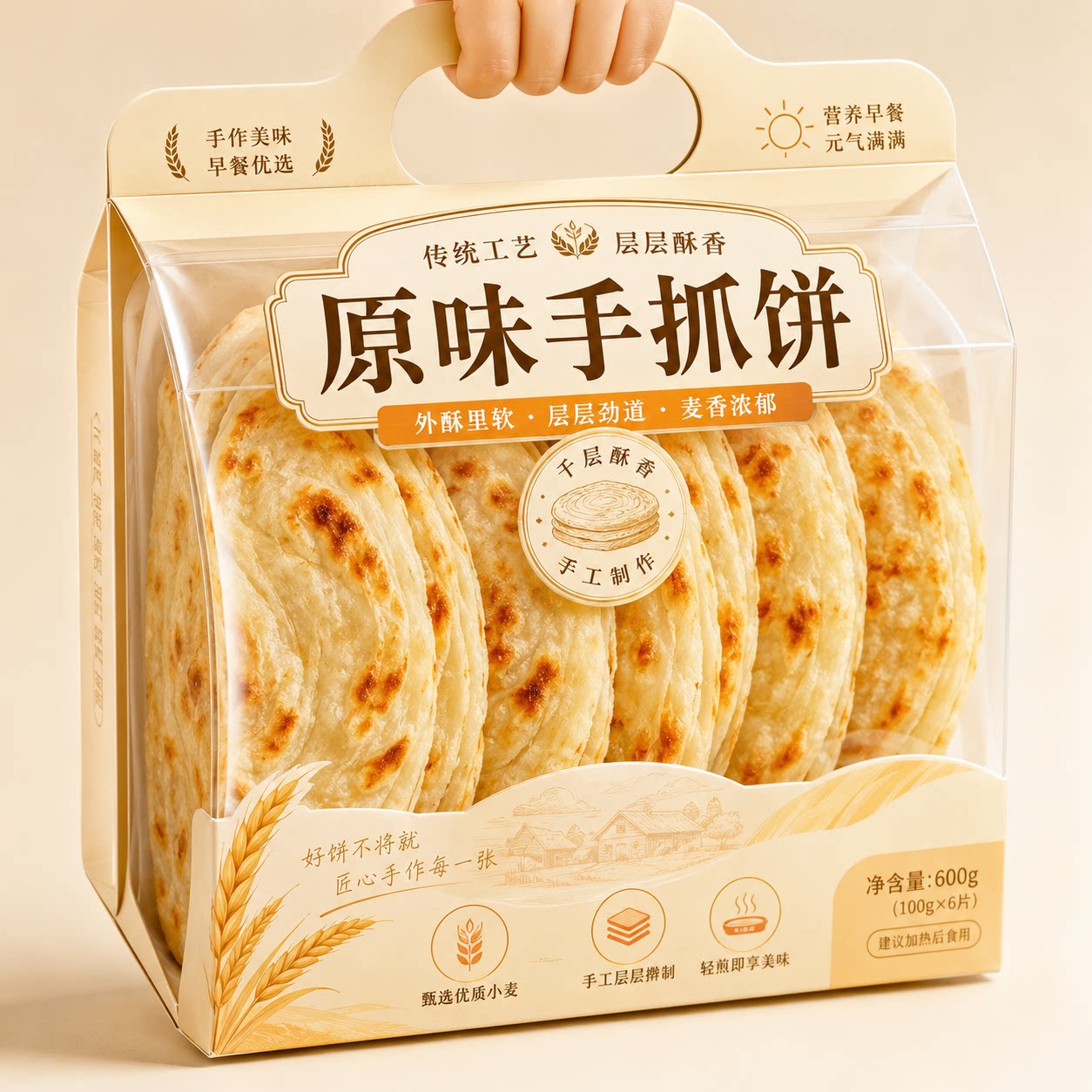经典台式风味手抓饼营养儿童早餐半成品加热即食煎饼鸡蛋灌饼宵夜