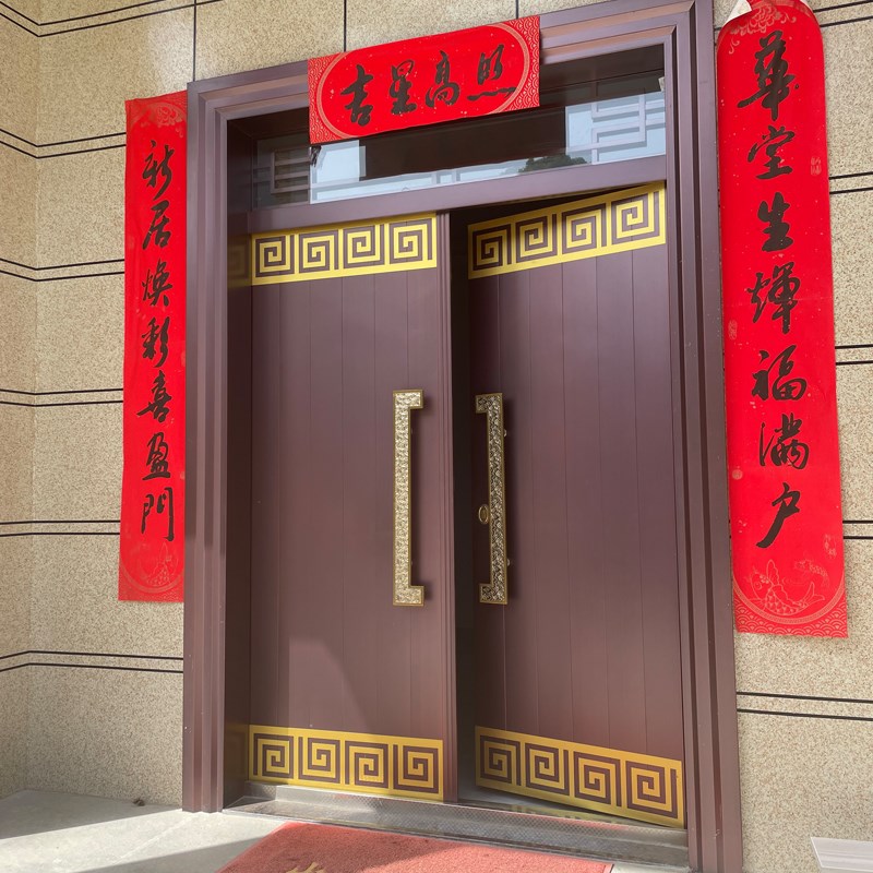 大门农村自建房别墅乡村庭院入户双开门铸铝四开锌合金对开门铜门