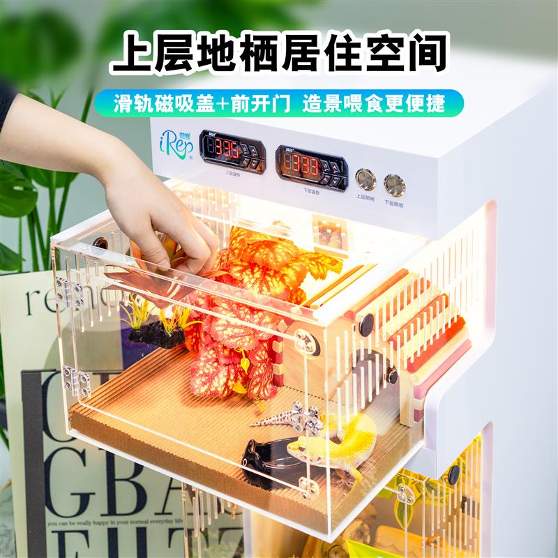 守宫爬宠饲养箱巨人睫角盖勾亚树栖守宫地暖箱豹纹肥尾维度爬箱
