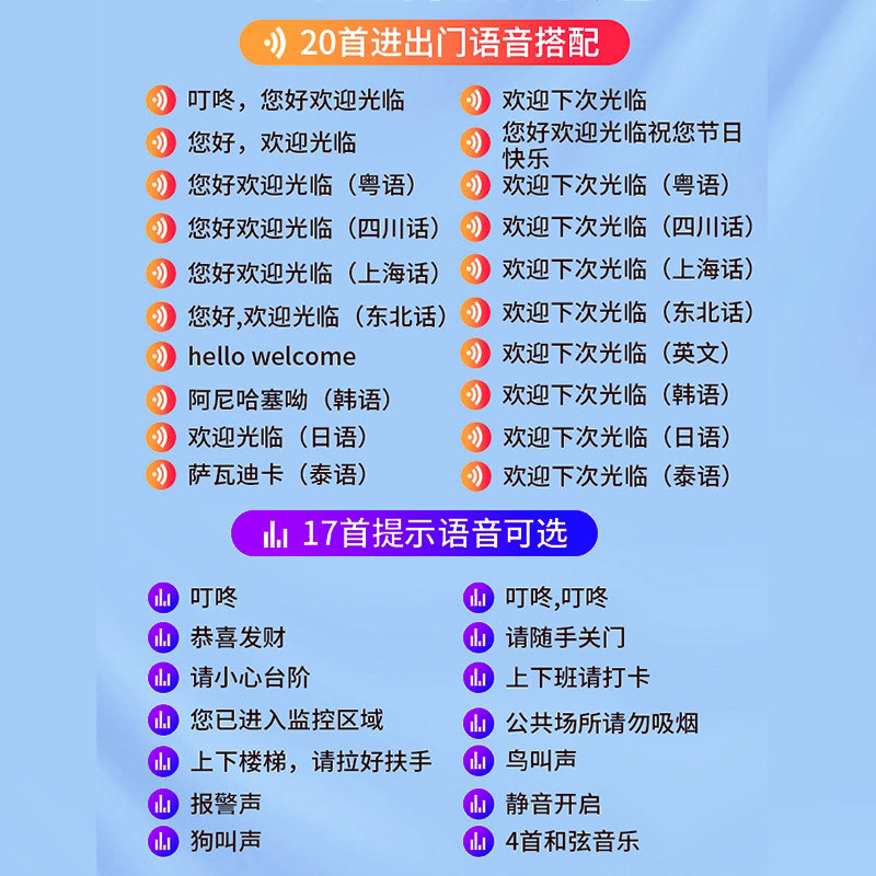 门铃感应欢迎光临双向语音迎宾器店铺播报超市门口进出提示器商用