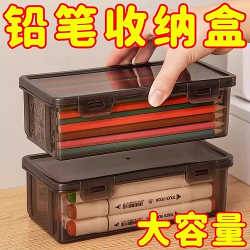 【店铺热销】收纳盒透明防尘文具小卡片铅笔整理盒展示架多功能