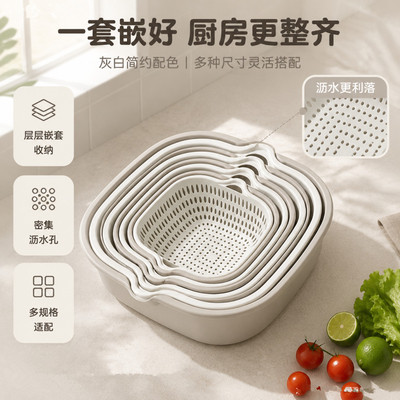 【仅一单】灰白方形沥水篮