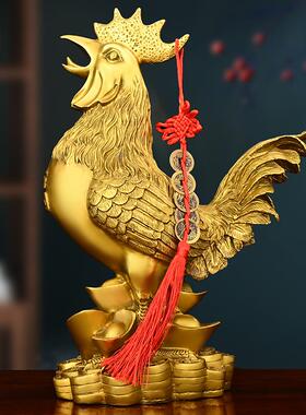 黄铜大公鸡摆件 属于生肖鸡铜艺品与家居桌面摆设的半手工民族风