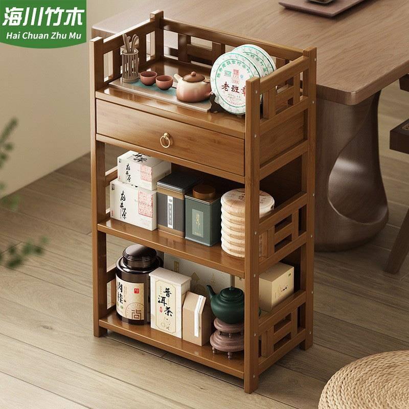 茶室小型博古架茶柜置物架茶叶展示柜实木中式带抽茶具茶叶摆件架