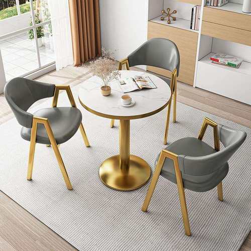 简约现代接待桌椅组合家用店面会客桌椅办公室休闲小圆桌洽谈桌椅