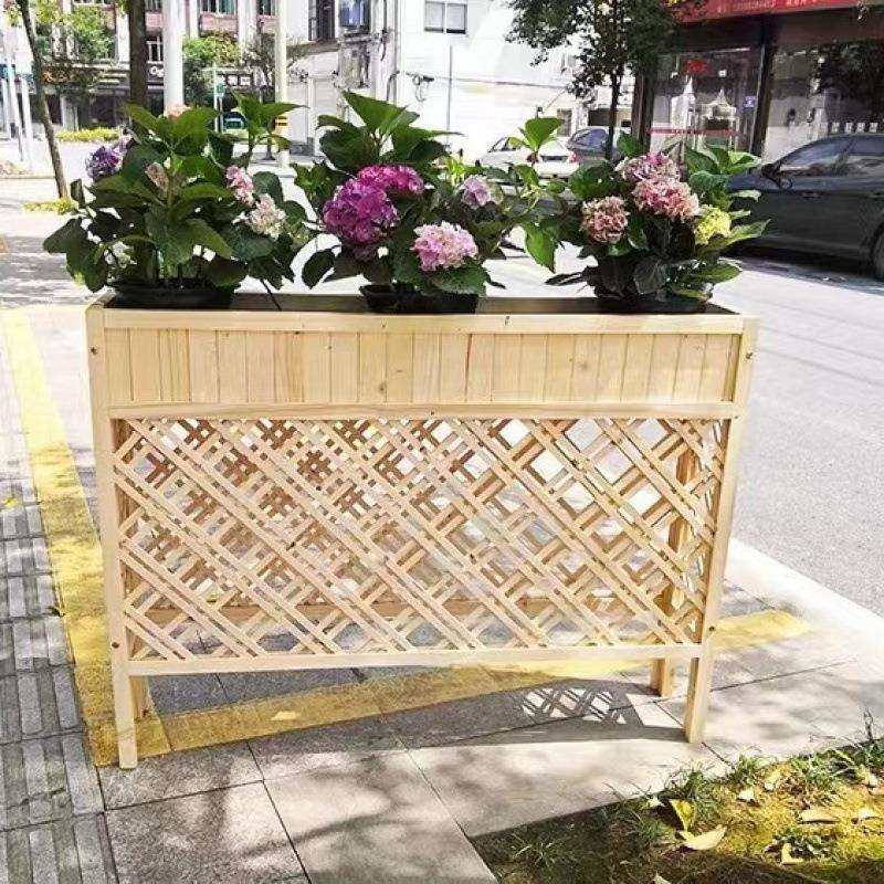 QX餐厅隔断花架户外花槽防腐木栅栏实木花箱阳台围栏网格饭店花盆
