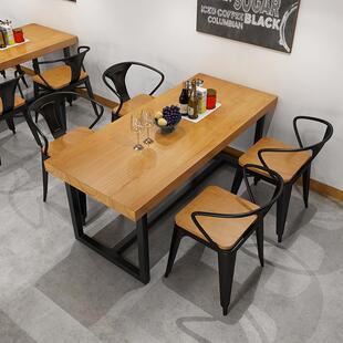 复古酒吧烧烤吧音乐餐厅工业风实木餐桌长方形铁艺咖啡厅桌椅组合