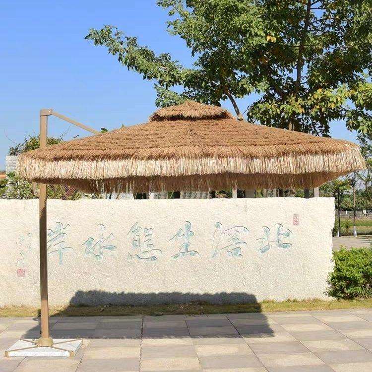 户外遮阳伞仿真茅草伞庭院花园罗马伞毛草伞农家乐网红民宿稻草伞 - 实物图