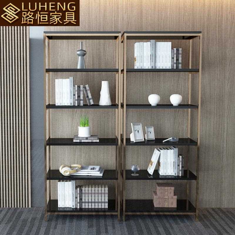 直销新款轻奢简约现代书架办公文件多层置物架博古架多宝阁不锈钢