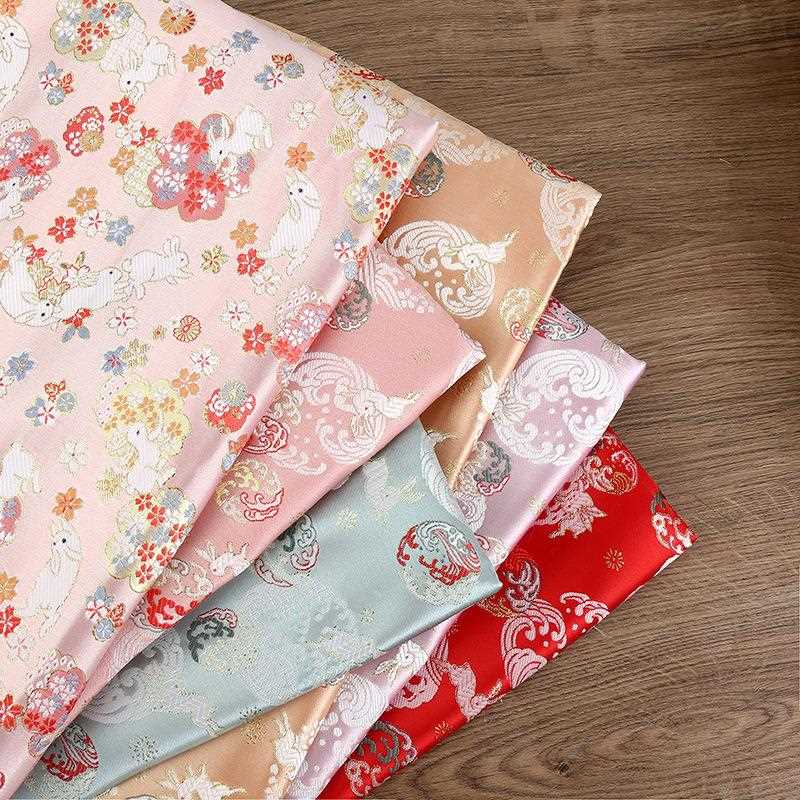 直销新款兔子高档织锦缎布料中国风复古提花绸缎童装古装汉服唐装