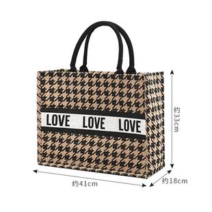 直销新款外出环保袋粗麻复古大容量手提袋拉链购物袋欧美手提麻布