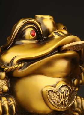 直销新款铜铭铜器直销铜金蟾聚宝盆摆件招财如意客厅店铺前台礼品