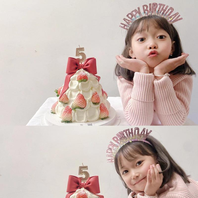 直销新款彩色闪亮发箍儿童头箍生日帽生日拍照道具派对网红装扮装