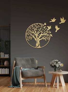 直销新款跨境热销爆款三只鸟生命之树家居室内金属墙壁装饰工艺品