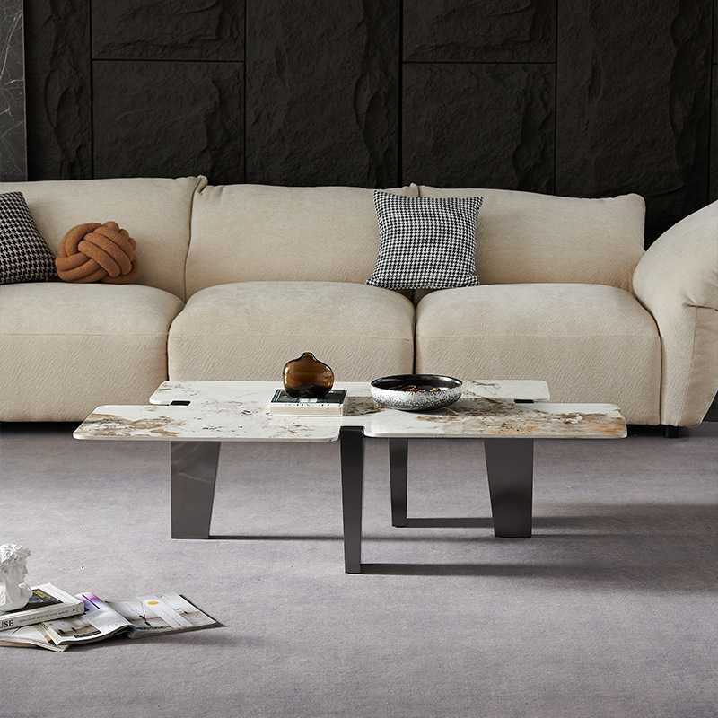 新款直销轻奢岩板茶几意式现代简约客厅创意茶几异形设计师款不锈