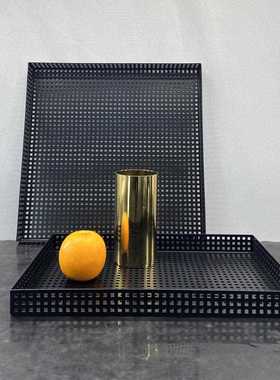 直销新款现代简约镂空折叠网片屏风摆件金属网格托盘样板房售楼处