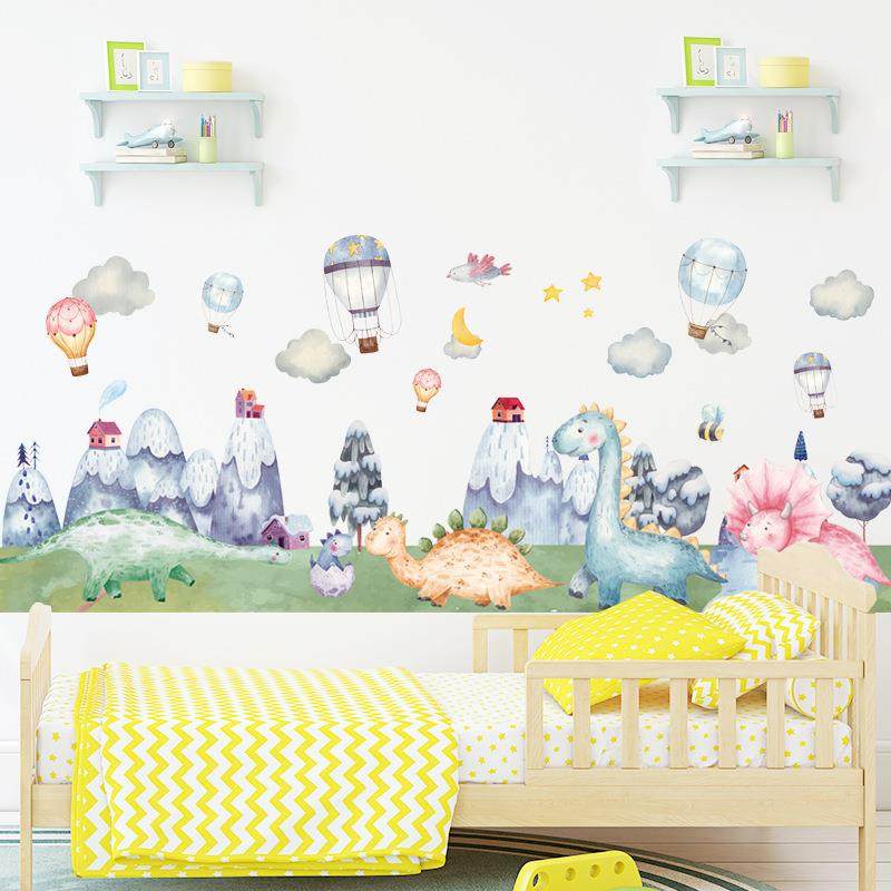 直销新款水彩动物踢脚线装饰贴画雪山恐龙贴纸儿童房幼儿园卡通装,家居饰品,软装墙贴,淘宝优惠券,粉丝福利购,淘宝优惠卷