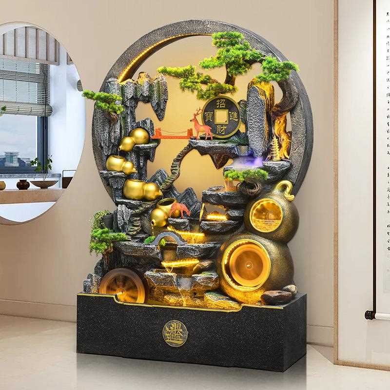 直销新款招财聚宝盆水幕墙流水屏风摆件公司酒店院子客厅鱼缸造景