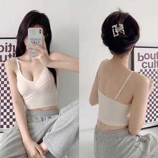 新品 直销新款 欧美冰丝小吊带针织背心女内搭外穿固定乳胶碗抹胸裹