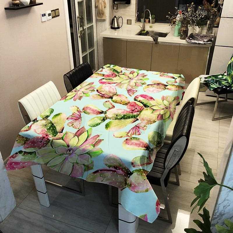 直销新款仙人掌数码印花涤纶防水桌布上万花型可选