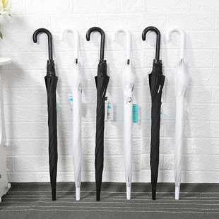 直销新款8骨黑色白色长柄伞成人新款手动直杆制定广告印字雨伞