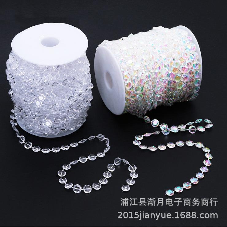 直销新款10mm飞碟连线珠帘婚庆路引珠子八角珠链KTV酒吧婚庆用品