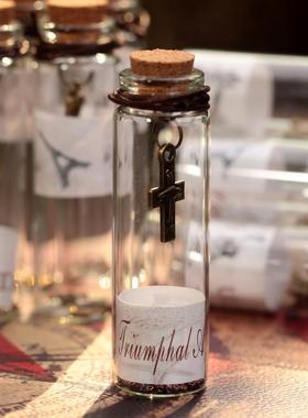 直销新款复古许愿瓶星座幸运瓶吊坠漂流瓶 一套12个 玻璃瓶许愿瓶