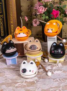 直销新款新款搪胶可爱功德小木鱼挂件创意情侣书包挂件办公桌佛系