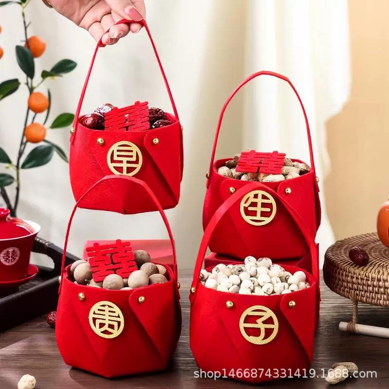 直销新款早生贵子手提篮结婚礼压床干果摆件模具婚房布置套装婚庆