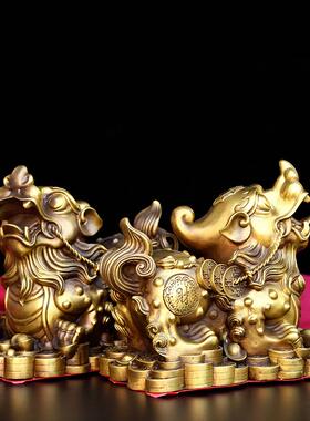 直销新款办公家居装饰品黄铜貔貅铜皮休摆件 铜器工艺品