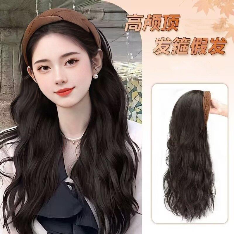 新款直销美拉德发箍假发女长发大波浪仿真接发片U型温丝半头套图片