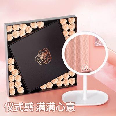 llano化妆镜桌面台式led灯带灯日光镜子便携折叠学生收纳梳妆镜