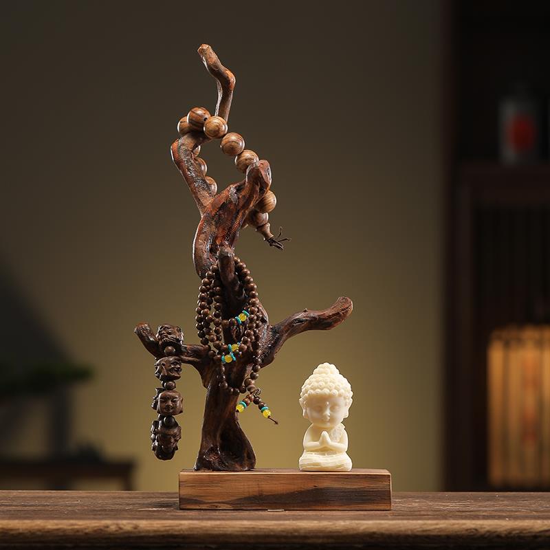 手串挂架实木文玩挂串展示架佛珠核桃收纳手链中式木质首饰置物架