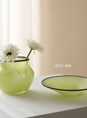 JIU此时 | 好看的插花琉璃瓶罐果盘组合软装适合餐桌情绪稳定摆件