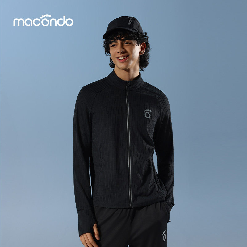 马孔多秋冬男子针织拉链开衫5代hope麦田格面料运动外套跑步防风