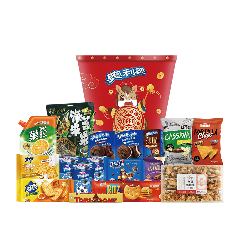 亿滋新春抱抱桶奥利奥饼干巨型礼盒三角巧克力云朵蛋糕膨化小零食,零食/坚果/特产,坚果礼盒,淘宝优惠券,粉丝福利购,淘宝优惠卷