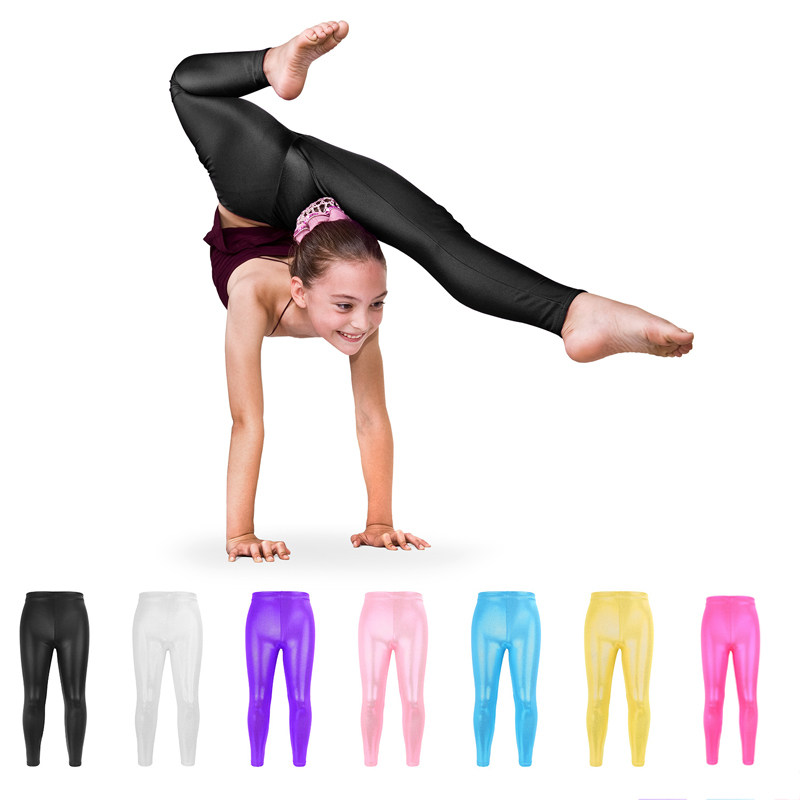 儿童烫金舞蹈裤高弹透气瑜伽裤现代舞练功打底裤运动休闲健美长裤