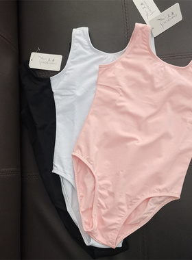 闭档儿童女童棉氨基础背心形体服芭蕾女孩黑白粉舞蹈考级服练功服
