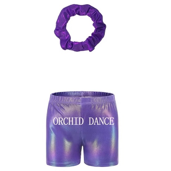 儿童现货烫金舞蹈平角裤高弹透气练功裤大小童体操训练裤三分短裤