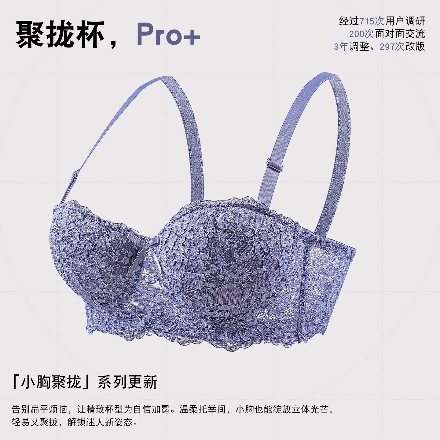 法式蕾丝聚拢文胸女小胸显大有钢圈定型性感内衣聚拢显大防垂胸罩
