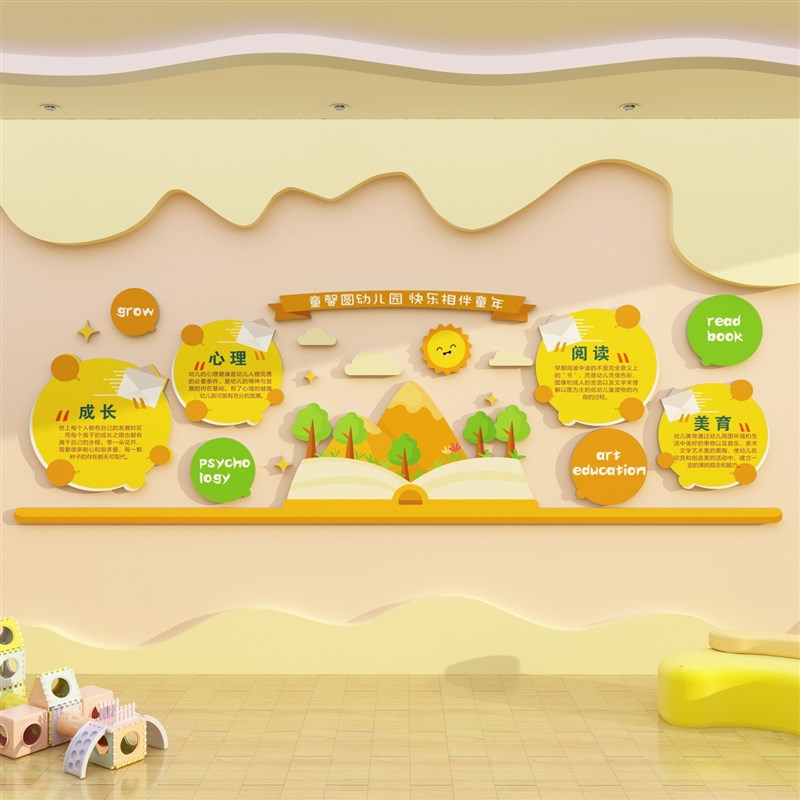 幼儿园墙壁面装饰大厅走廊过道环创主题材料贴半成品布置材料文化