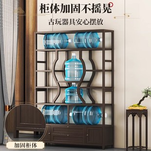 茶室茶柜置物架子客厅多宝阁摆件展示柜收纳层架 博古架实木新中式