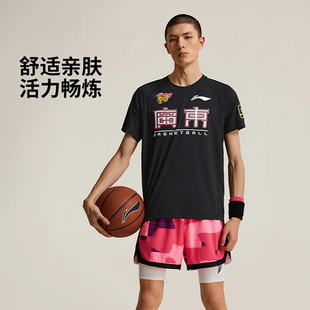 体恤 休闲圆领投篮训练速干透气黑色半袖 李宁CBA广东短袖 T恤男新款