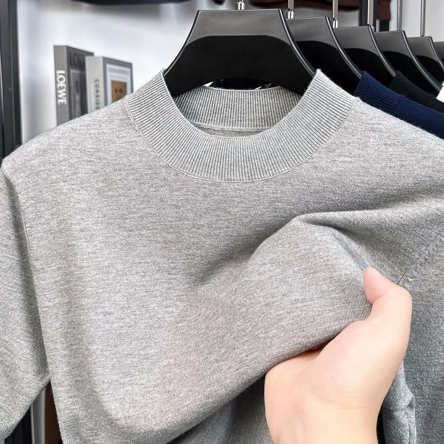 保罗中袖针织衫男半高领打底衫男
