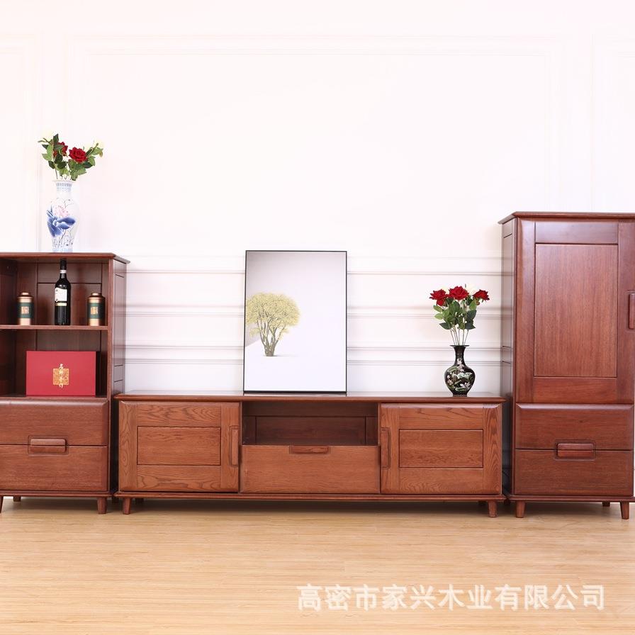 厂家直销红橡木餐厅边柜中式实木储物柜现代新中式