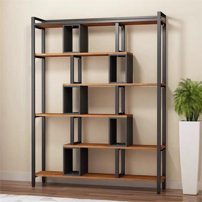 轻奢客厅置物架书架办公室创意铁艺简约隔断柜现代博古架卧室落地