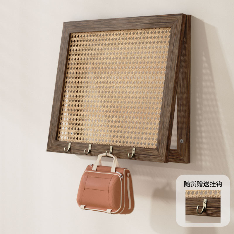 实木中古风电表箱遮挡装饰画盖板弱电箱遮丑带挂钩新中式电箱改造图片