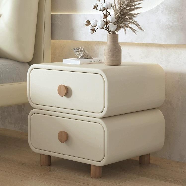 实木床头柜简约现代2023年新款奶油风小型卧室床边收纳柜子免安装